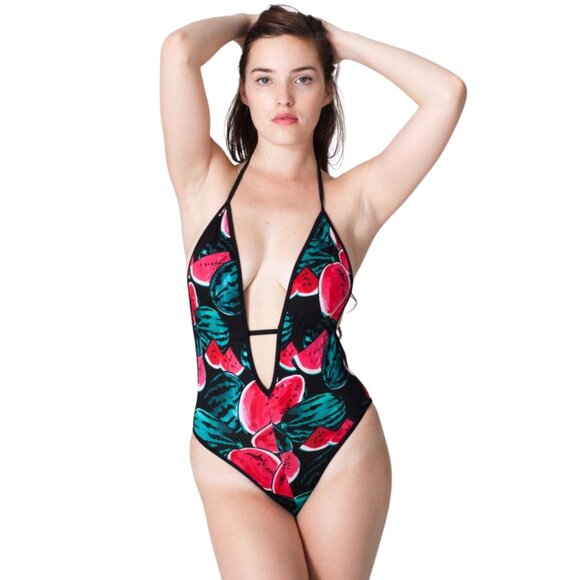 RARE American Apparel Watermelon Print Halter One-Piece Swimsuit – M/L– NWT - Picture 1 of 10